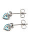 Amen stud earrings with light blue heart-shaped pendant, 925 silver and rhinestones s4