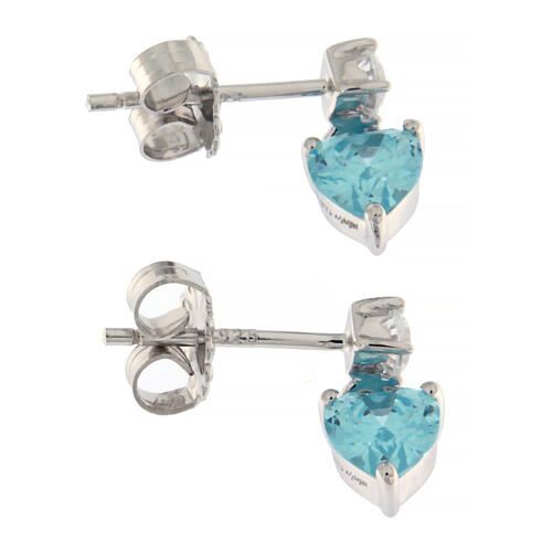 Amen earrings in silver with blue heart 3