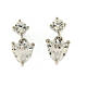 Amen stud earrings with heart-shaped pendant, 925 silver and rhinestones s1