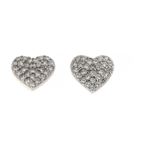 Boucles d'oreilles AMEN coeur argent 925 et petits zircons 1