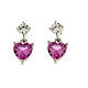 Amen stud earrings with pink heart-shaped pendant, 925 silver and rhinestones s1