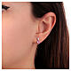 Amen stud earrings with pink heart-shaped pendant, 925 silver and rhinestones s2