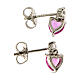 Amen stud earrings with pink heart-shaped pendant, 925 silver and rhinestones s4