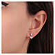 Amen stud earrings with lavander heart-shaped pendant, 925 silver and rhinestones s2