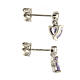 Amen stud earrings with lavander heart-shaped pendant, 925 silver and rhinestones s4