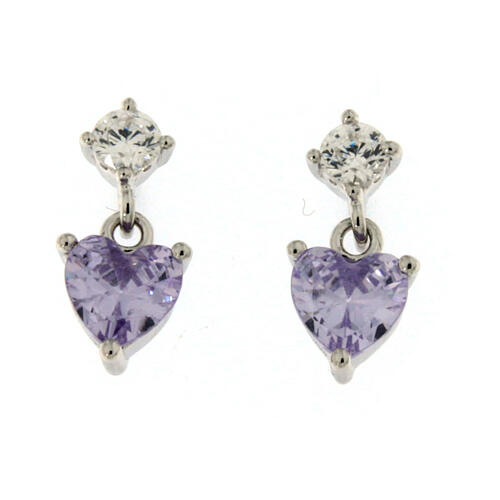 Amen earrings in silver and lavender zircons 1