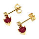 Amen stud earrings with red heart-shaped pendant, gold plated 925 silver and rhinestones s3