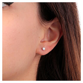 Amen earrings white zircon 3 mm diam.