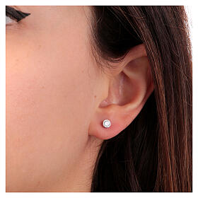 Amen earrings white zircon 4 mm diam.