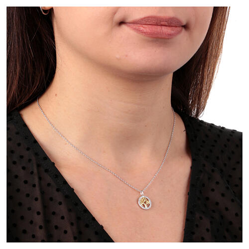 Halskette Amen zweifarbiger Lebensbaum und Zirkone 2