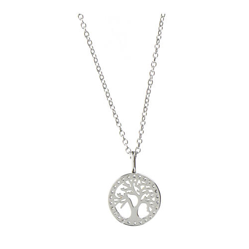 Amen necklace with bicoloured Tree of Life medal, 925 silver and rhinestones 3
