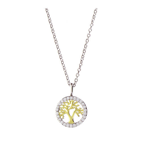 Collier Amen Arbre de vie bicolore et zircons 1
