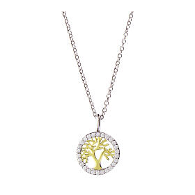 Amen necklace two-tone tree of life and zircons