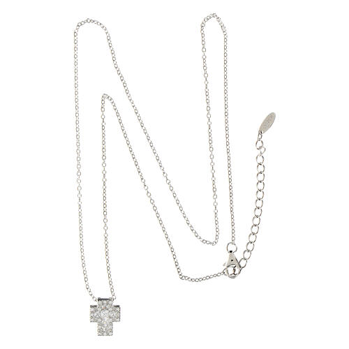 Kette Amen aus rhodiniertem Silber Kreuz und weißen Zirkone 4