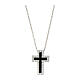 Amen necklace with Latin cross, rhodium-plated silver and rhinestones, black and white s1