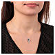 Amen necklace with Latin cross, rhodium-plated silver and rhinestones, black and white s2