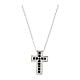 Amen necklace with Latin cross, rhodium-plated silver and rhinestones, black and white s3