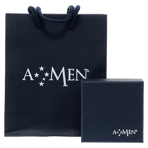 Amen necklace with small cross, rhodium-plated silver and rhinestones, black and white 5