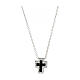 Amen necklace with small cross, rhodium-plated silver and rhinestones, black and white s1
