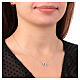 Amen necklace with small cross, rhodium-plated silver and rhinestones, black and white s2