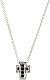 Amen necklace with small cross, rhodium-plated silver and rhinestones, black and white s3