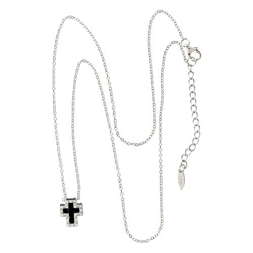 Collier Amen croix argent zircons blancs et noirs 4