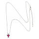 Amen necklace with small cross, rhodium-plated silver and rhinestones, red and white s4