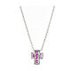 Amen Cross necklace in silver and pink zircons s3