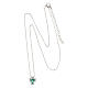 Amen necklace with small cross, rhodium-plated silver and rhinestones, green and white s4