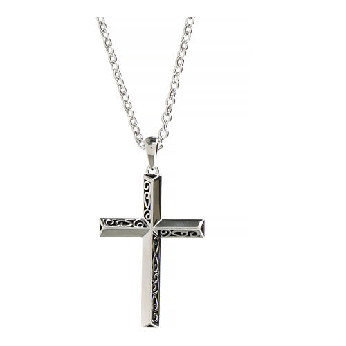 Unisex Silber Halskette Stickerei mit Kreuz Schmuck Amen 1