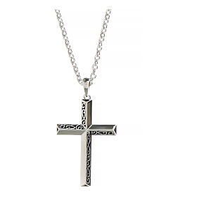 Amen cross embroidery silver necklace unisex