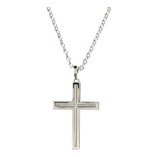 Amen cross embroidery silver necklace unisex 3