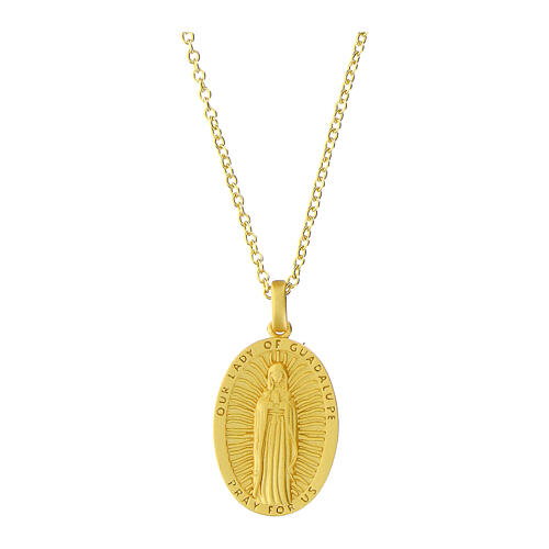 Halskette AMEN aus vergoldetem Silber mit Madonna von Guadalupe 1