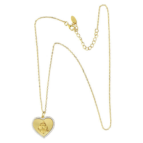 Halskette Amen Herz mit Heiligem Herzen aus Silber und Zirkonen 4