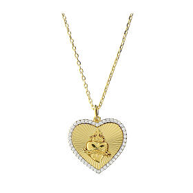 Collana Amen Cuore con sacro cuore argento e zirconi