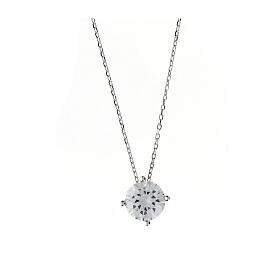 Collana Amen con punto luce zircone bianco 8 mm
