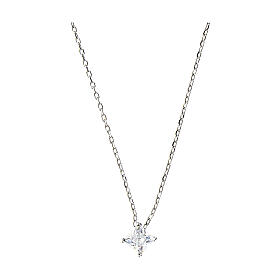 Collana Amen in argento 925 e zircone 4x4 mm