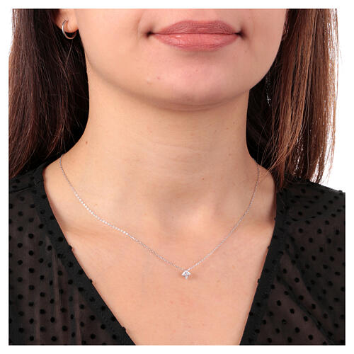 Collana Amen in argento 925 e zircone 4x4 mm 2