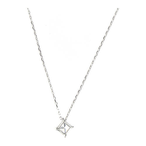 Amen necklace with white rhinestone pendant of 0.024x0.024 in 3