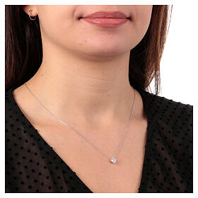 Collana Amen con zircone bianco 6x6 mm