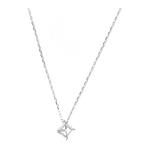 Amen necklace with white zircon 6x6 mm 3