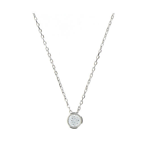 Amen necklace with white rhinestone of 0.016 in, 925 silver 1