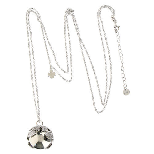 Amen pregnancy necklace with bola, rhodium-plated 925 silver and white rhinestones 4