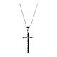 Kette Amen Kreuz mit schwarzen und weißen Zirkonen 3x2 cm s1