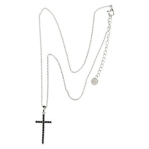 Amen necklace with cross of white and black rhinestones, 1.2x0.8 in 4
