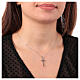 Collier Amen croix zircons noirs et blancs 3x2 cm s2