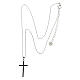 Collier Amen croix zircons noirs et blancs 3x2 cm s4