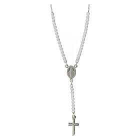 Halskette AMEN mit Kreuz und Wundertätiger Medaille und weißen Zirkonen