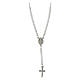 Amen rosary-shaped necklace with Miraculous Medal and cross, white rhinestones s1