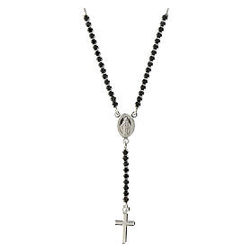 Halskette Amen mit Kreuz und Wundertätiger Medaille und schwarzen Zirkonen